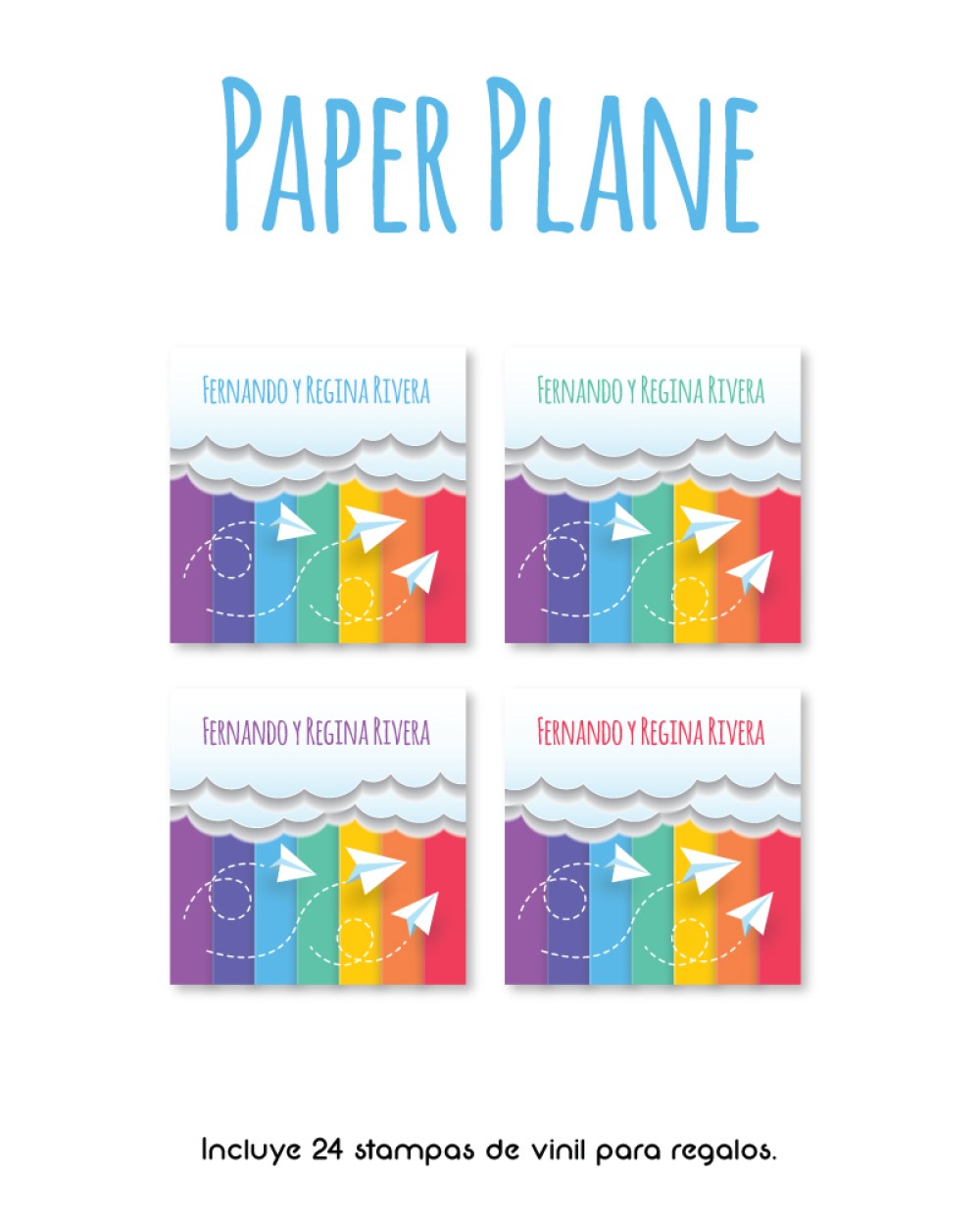 Paquete de etiquetas para Regalo Paper Plane - Etiquetas Para Regalos