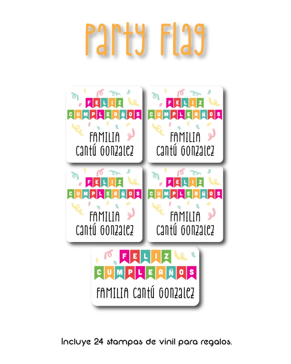 Paquete de etiquetas para Regalo Party Flag - Etiquetas Para Regalos Paquete de etiquetas para Regalo Party Flag - Etiquetas Para Regalos