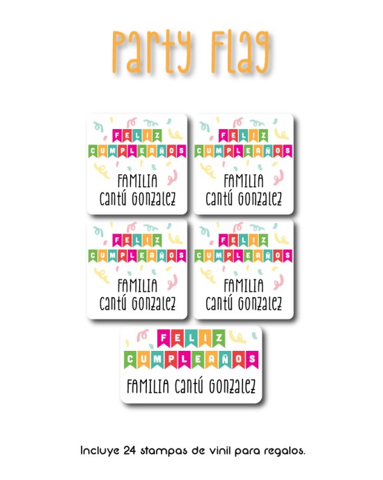 Paquete de etiquetas para Regalo Party Flag - Etiquetas Para Regalos