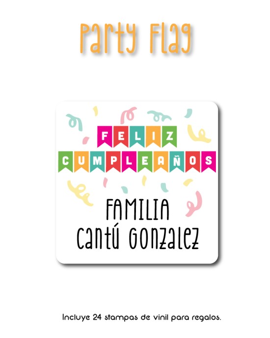 Paquete de etiquetas para Regalo Party Flag - Etiquetas Para Regalos
