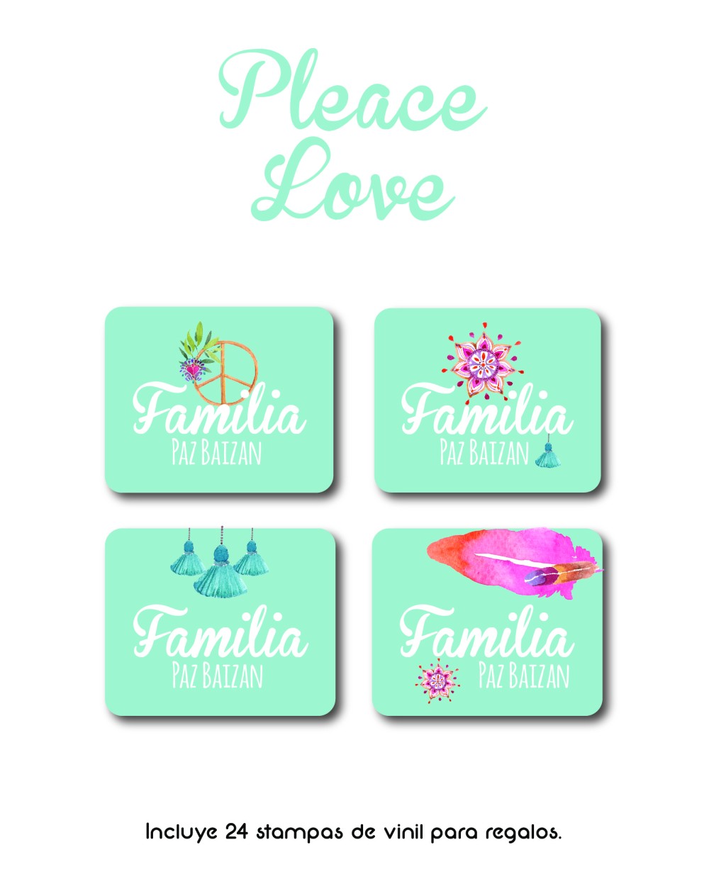 Paquete de etiquetas para Regalo Peace & Love - Etiquetas Para Regalos Paquete de etiquetas para Regalo Peace & Love - Etiquetas Para Regalos