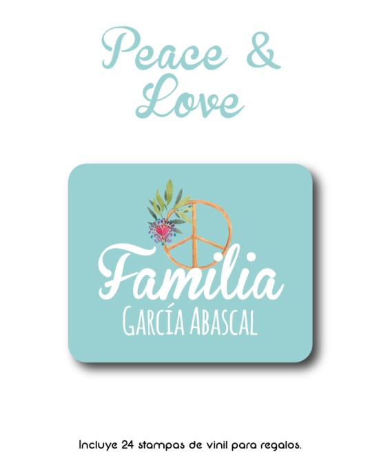 Paquete de etiquetas para Regalo Peace & Love - Etiquetas Para Regalos