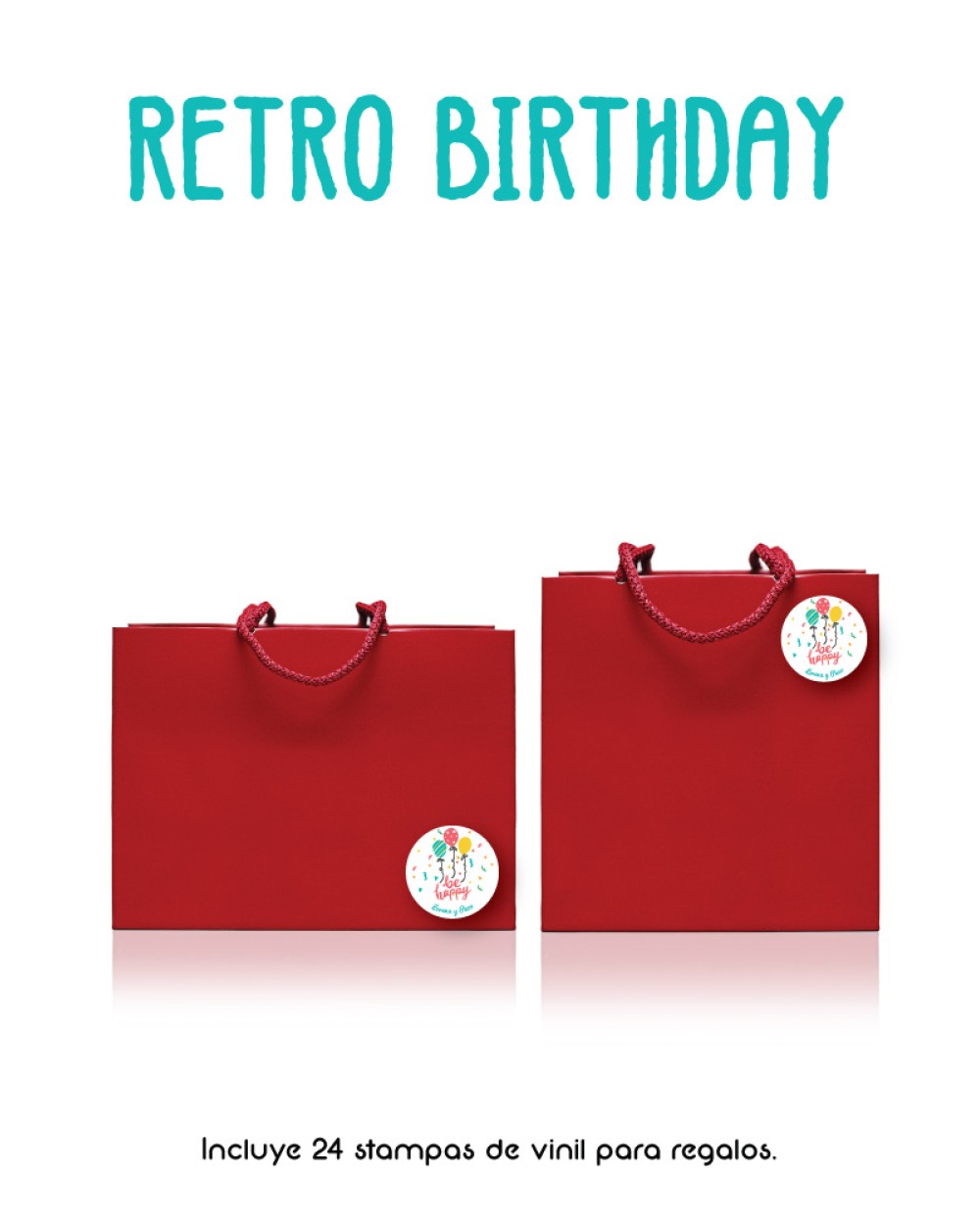 Paquete de etiquetas para Regalo Retro Birthday - Etiquetas Para Regalos