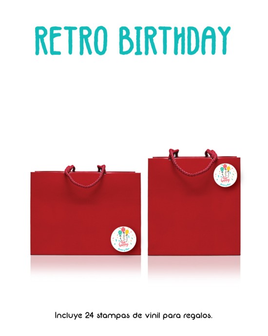 Paquete de etiquetas para Regalo Retro Birthday - Etiquetas Para Regalos