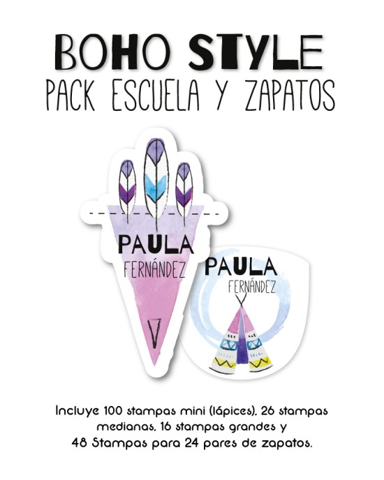 Pack Escuela y Zapatos Boho Style | Pack Adheribles y Zapatos