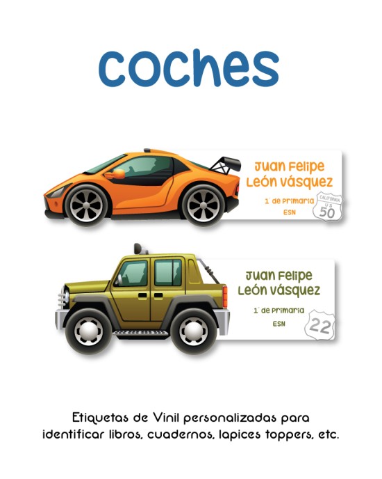 Pack Ropa y Escuela Coches | Pack Ropa y Adheribles