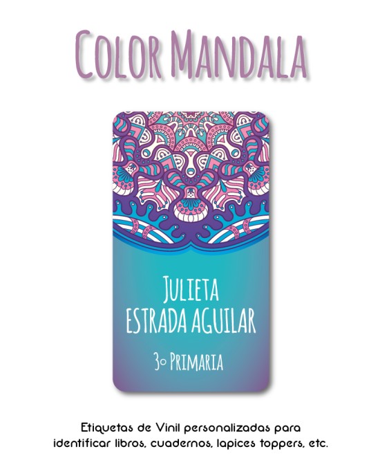 Escuela Adheribles Color Mandala-Etiquetas Para Escuela