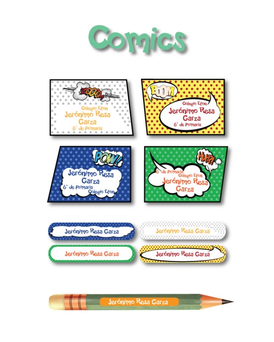 Pack Ropa y Escuela Comics | Pack Ropa y Adheribles