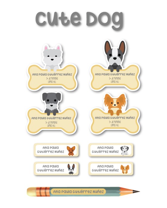 Pack Ropa y Escuela Cute Dog | Pack Ropa y Adheribles