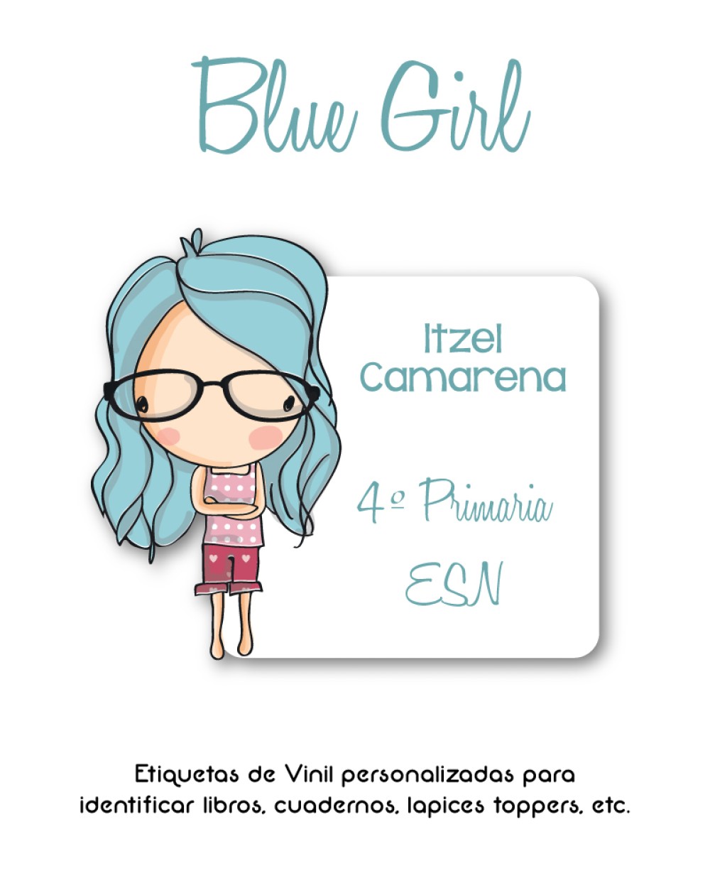 Escuela Adheribles Blue Girl-Etiquetas Para Escuela