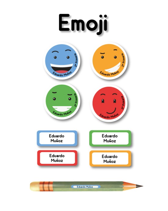 Escuela Adheribles Emoji-Etiquetas Para Escuela