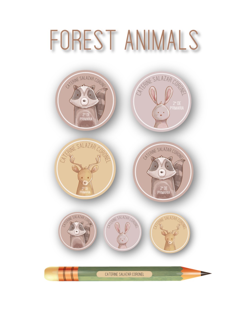 Escuela Adheribles Forest Animals-Etiquetas Para Escuela