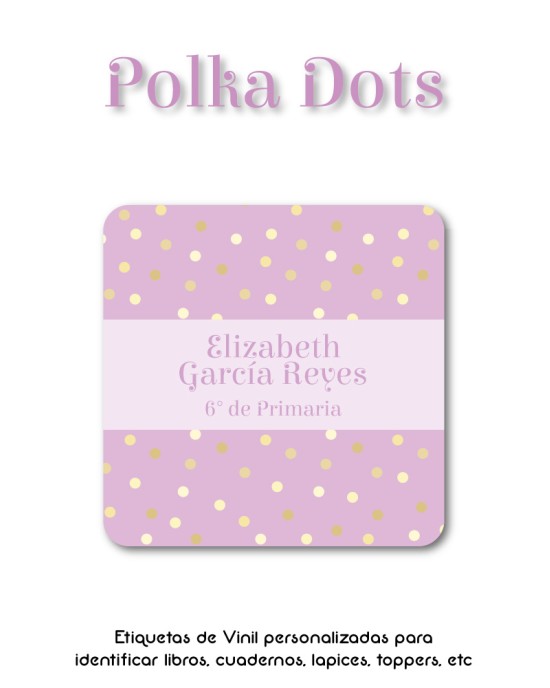 Escuela Adheribles Polka Dots-Etiquetas Para Escuela