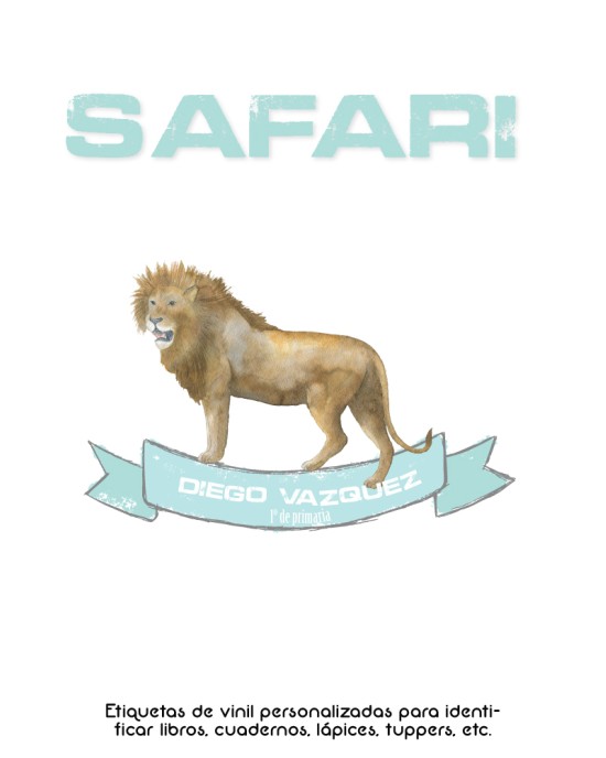 Escuela Adheribles Safari-Etiquetas Para Escuela