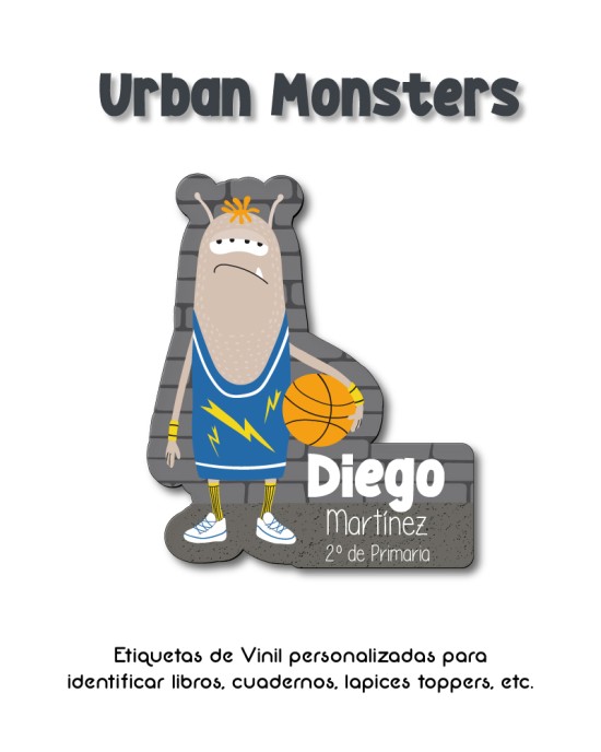 Escuela Adheribles Urban Monsters-Etiquetas Para Escuela