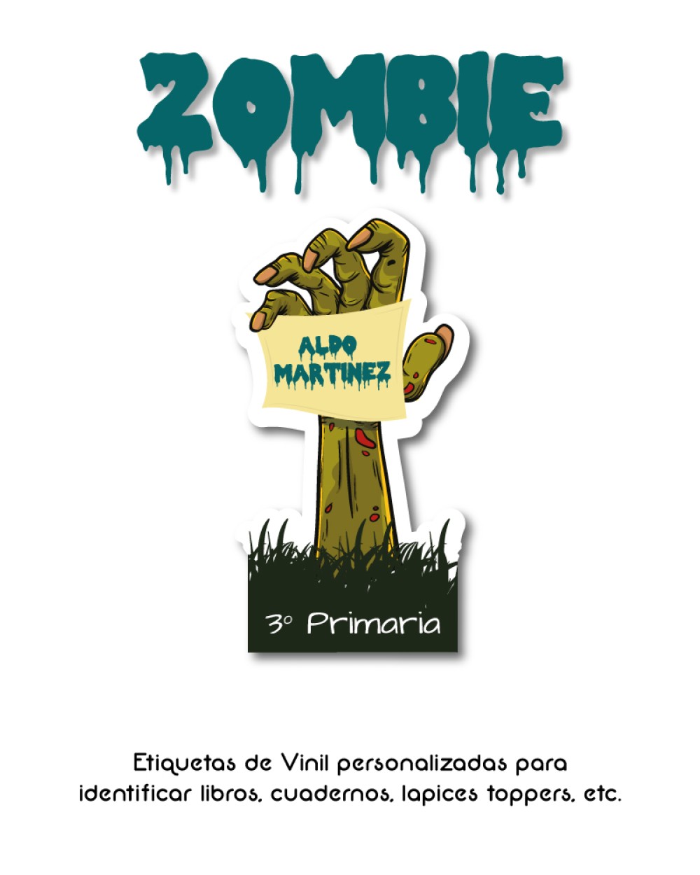 Escuela Adheribles Zombie-Etiquetas Para Escuela Escuela Adheribles Zombie-Etiquetas Para Escuela