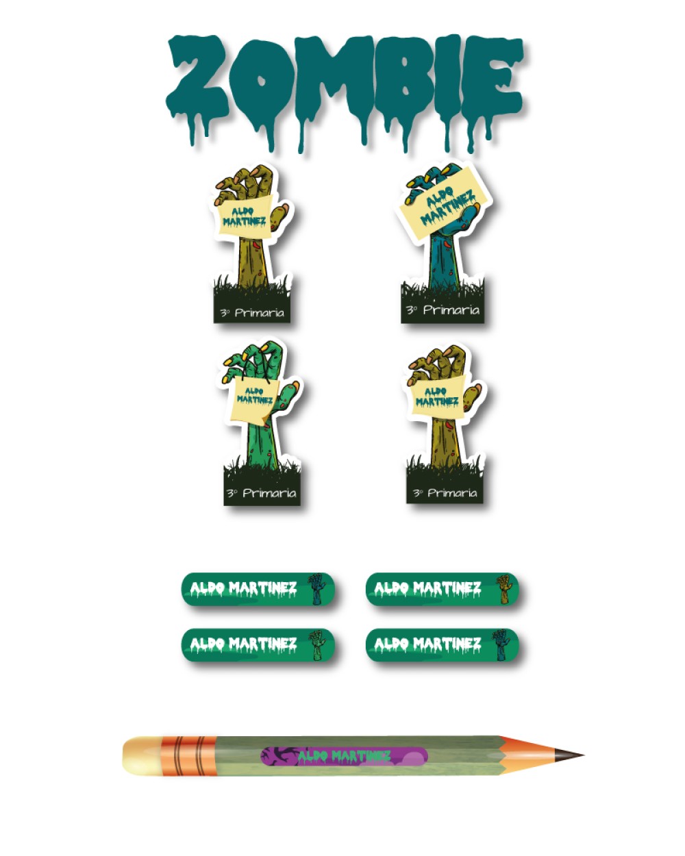Escuela Adheribles Zombie-Etiquetas Para Escuela Escuela Adheribles Zombie-Etiquetas Para Escuela