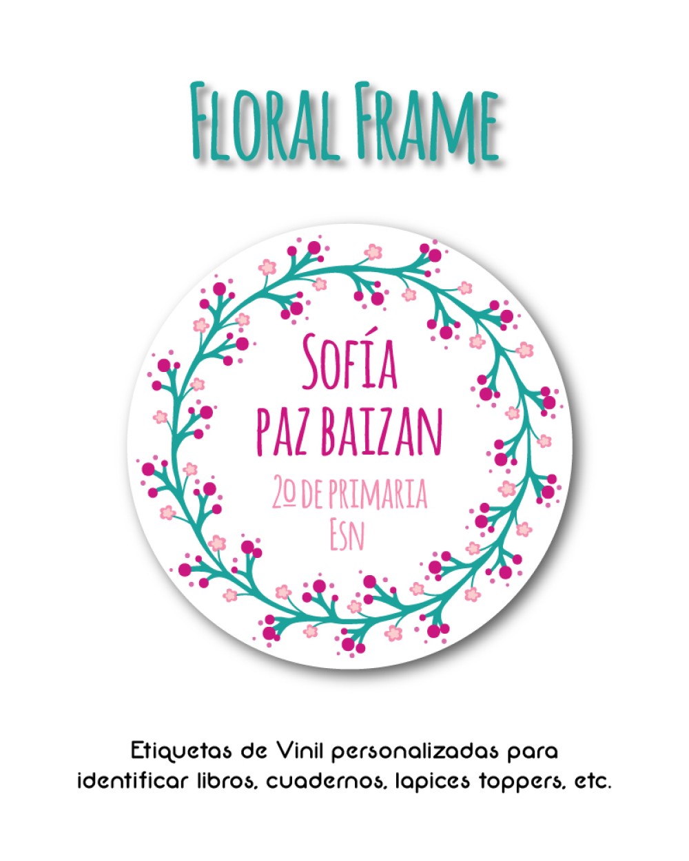 Escuela Adheribles Floral Fame-Etiquetas Para Escuela