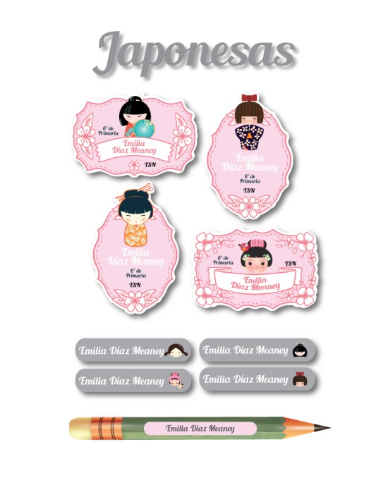 Escuela Adheribles Japonesas-Etiquetas Para Escuela