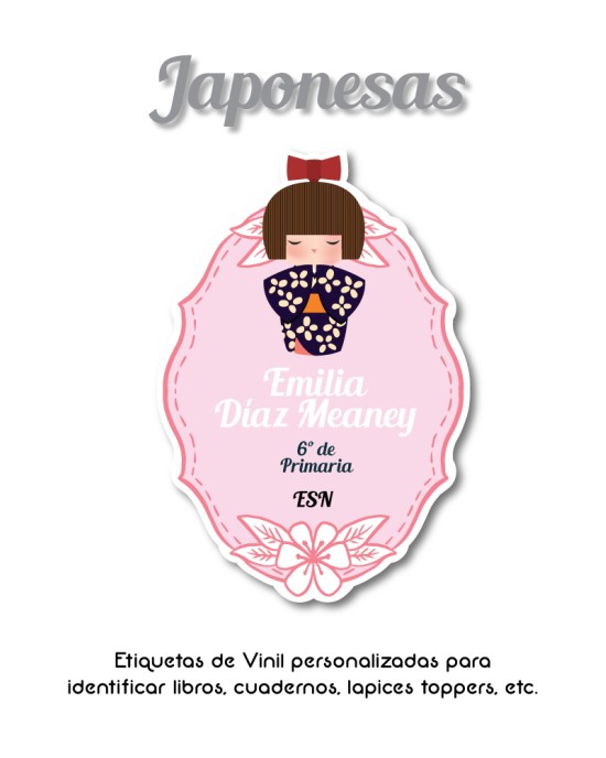 Escuela Adheribles Japonesas-Etiquetas Para Escuela
