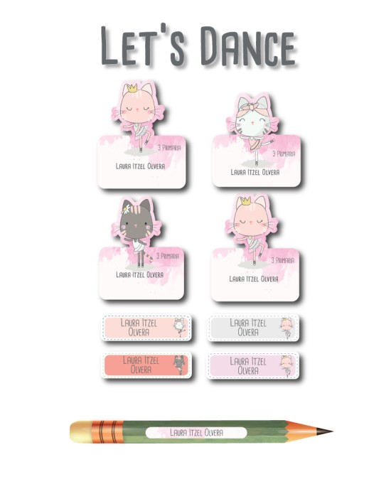 Escuela Adheribles Lets Dance-Etiquetas Para Escuela
