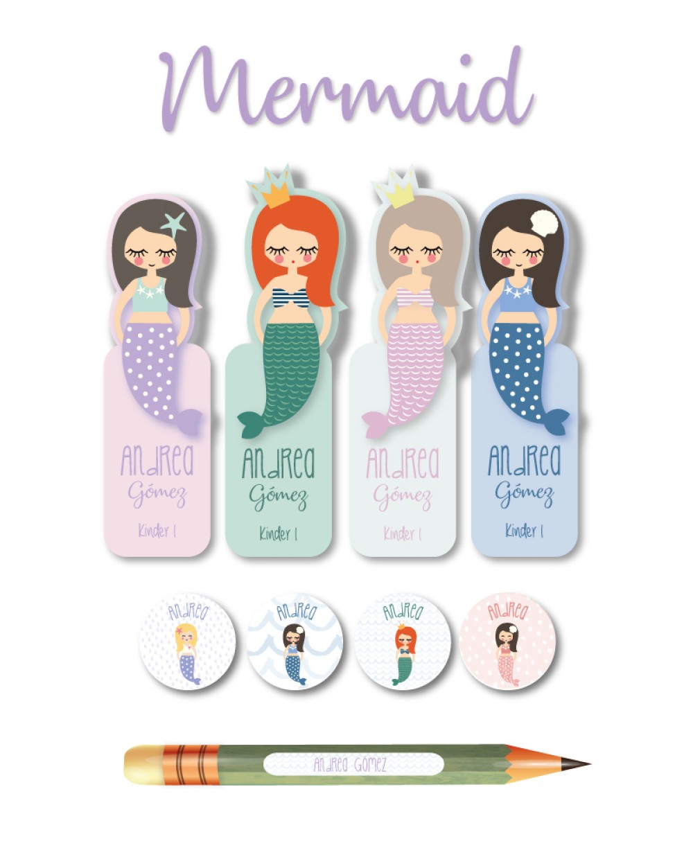Escuela Adheribles Mermaid-Etiquetas Para Escuela Escuela Adheribles Mermaid-Etiquetas Para Escuela