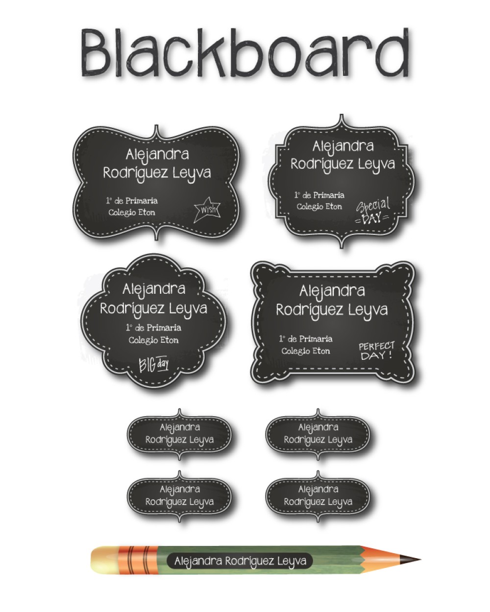 Escuela Adheribles Blackboard-Etiquetas Para Escuela