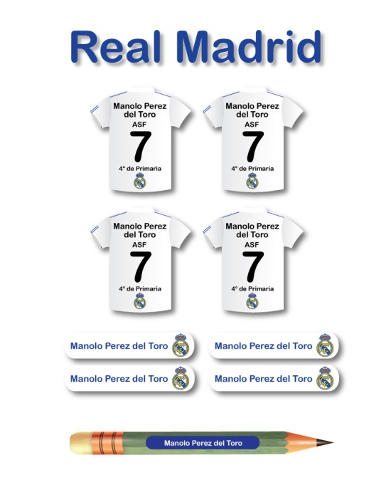 Pack Ropa y Escuela Real Madrid | Pack Ropa y Adheribles