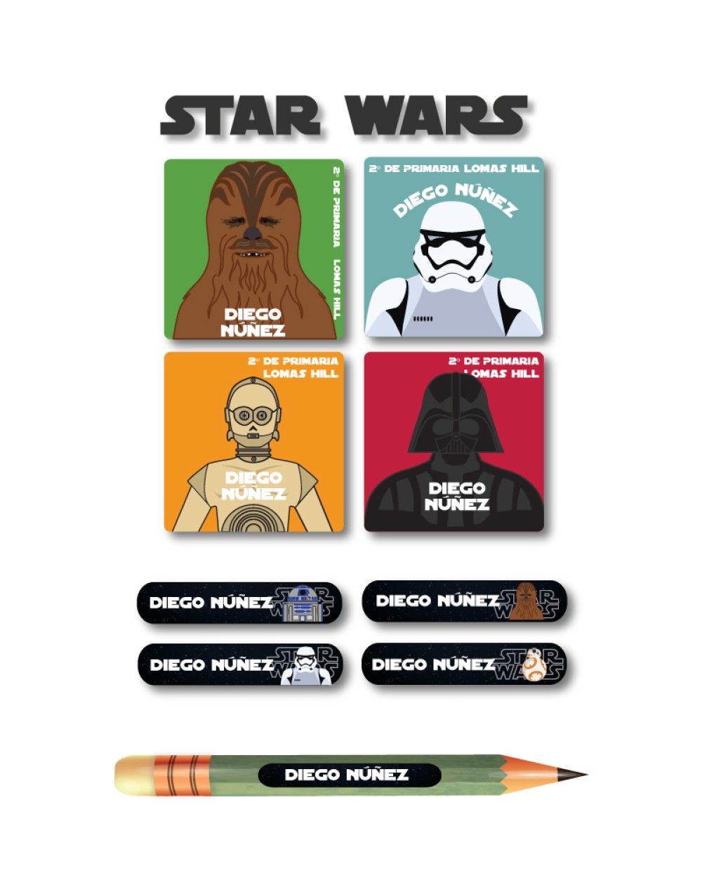 Pack Ropa y Escuela Star Wars | Pack Ropa y Adheribles
