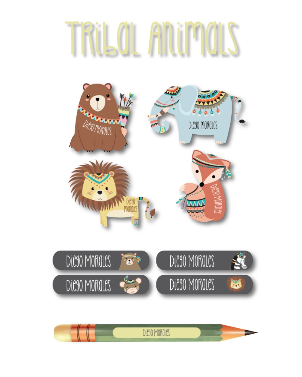 Pack Ropa y Escuela Tribal Animals | Pack Ropa y Adheribles