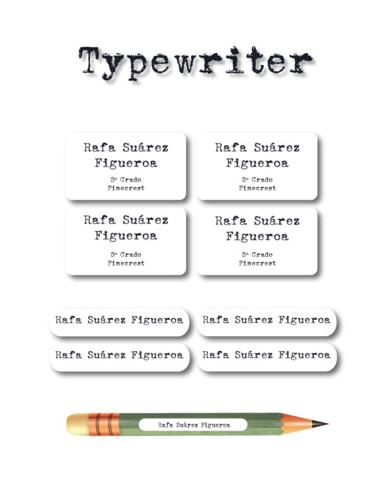 Escuela Adheribles Typewriter-Etiquetas Para Escuela