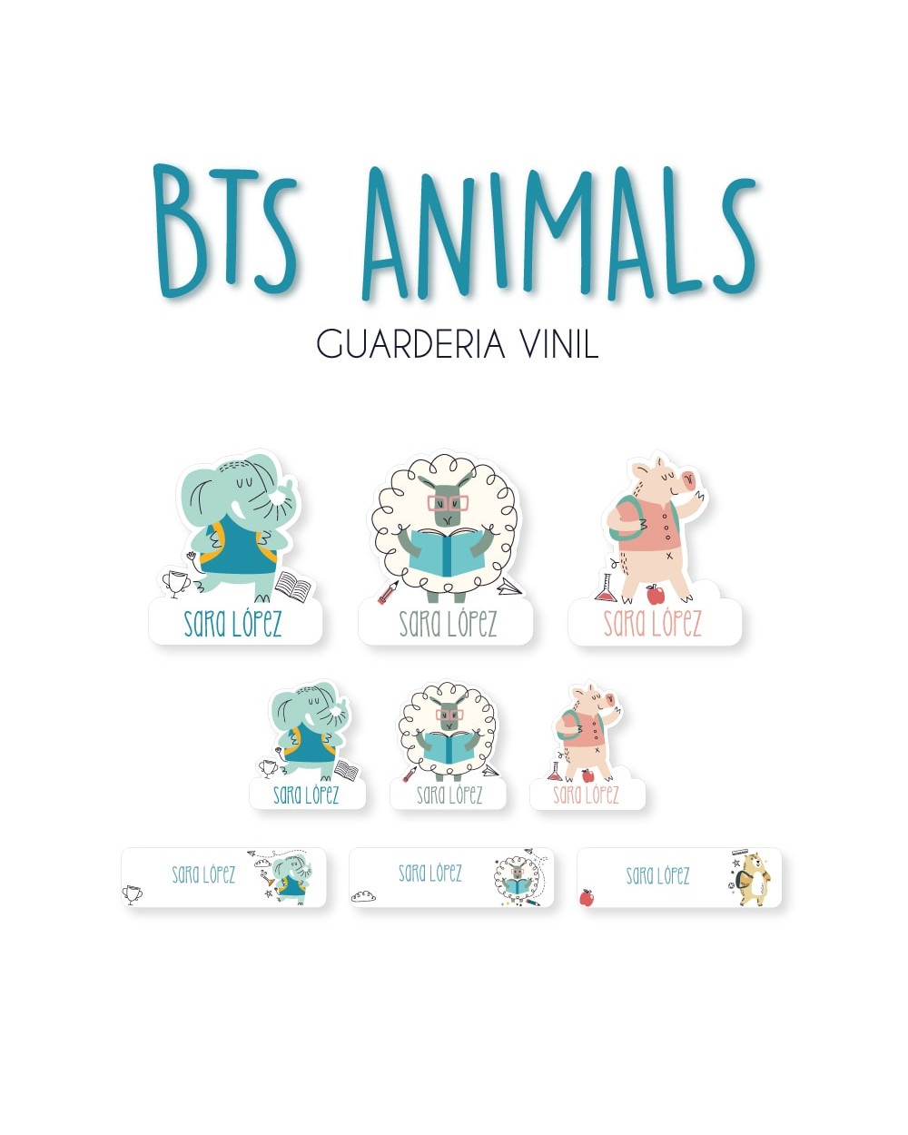 Guarderia Back to School Animals-Etiquetas Para Guarderia Guarderia Back to School Animals-Etiquetas Para Guarderia