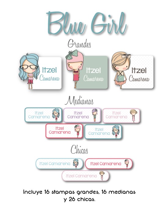 Guarderia Blue Girl-Etiquetas Para Guarderia