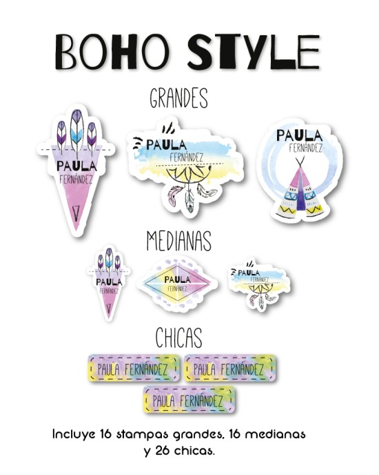 Guarderia Boho Style-Etiquetas Para Guarderia