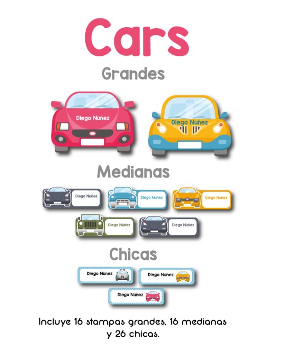 Guarderia Cars-Etiquetas Para Guarderia