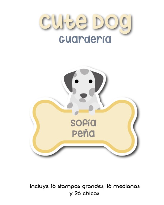 Guarderia Cute Dog-Etiquetas Para Guarderia