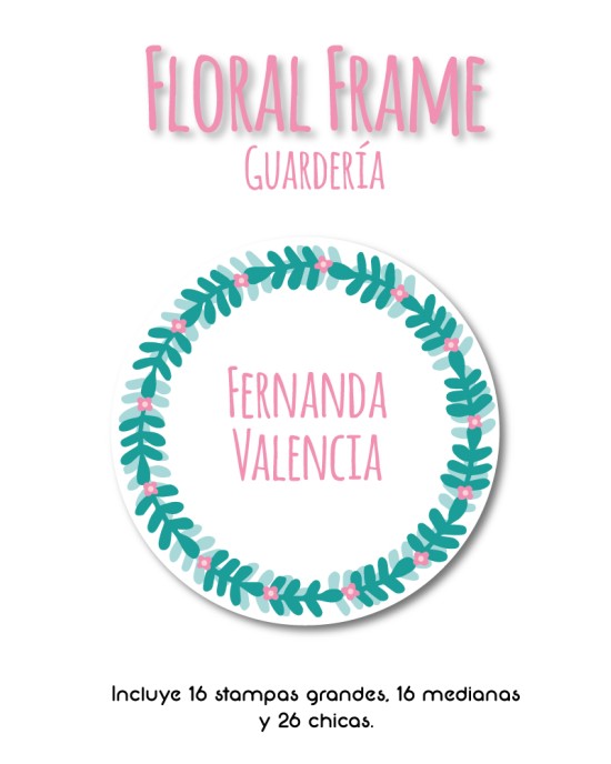 Guarderia Floral Frame-Etiquetas Para Guarderia