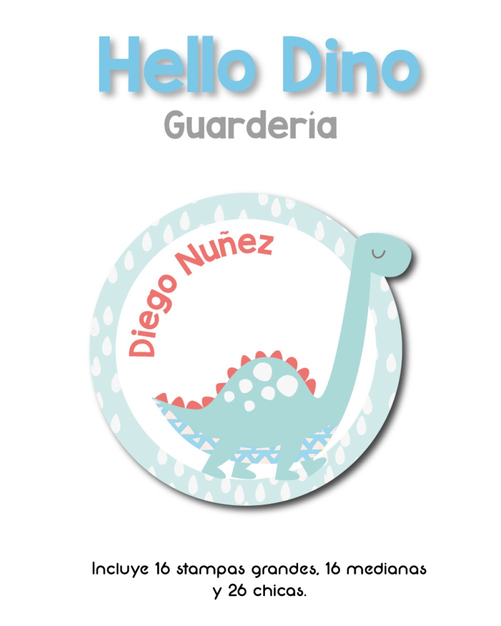 Guarderia Hello Dino-Etiquetas Para Guarderia Guarderia Hello Dino-Etiquetas Para Guarderia