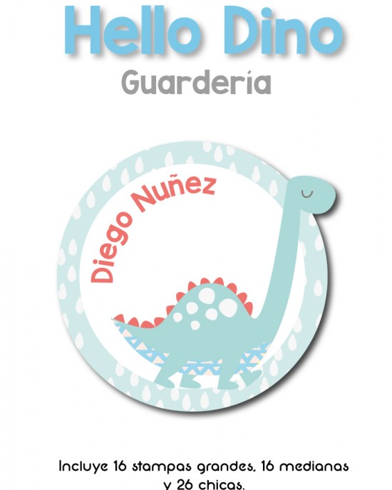 Guarderia Hello Dino-Etiquetas Para Guarderia