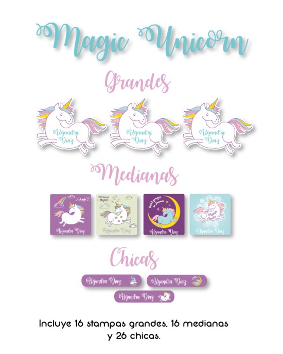 Guarderia Magic Unicorn-Etiquetas Para Guarderia