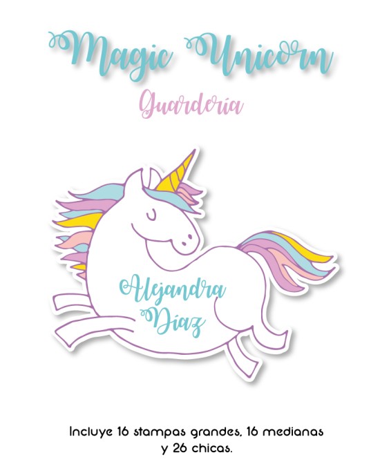 Guarderia Magic Unicorn-Etiquetas Para Guarderia