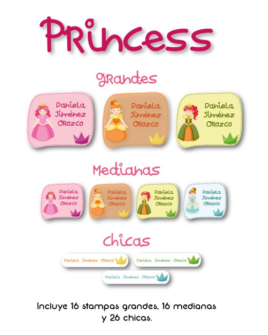 Guarderia Princess-Etiquetas Para Guarderia