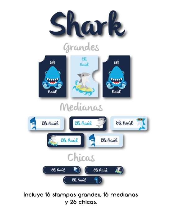 Guarderia Shark-Etiquetas Para Guarderia