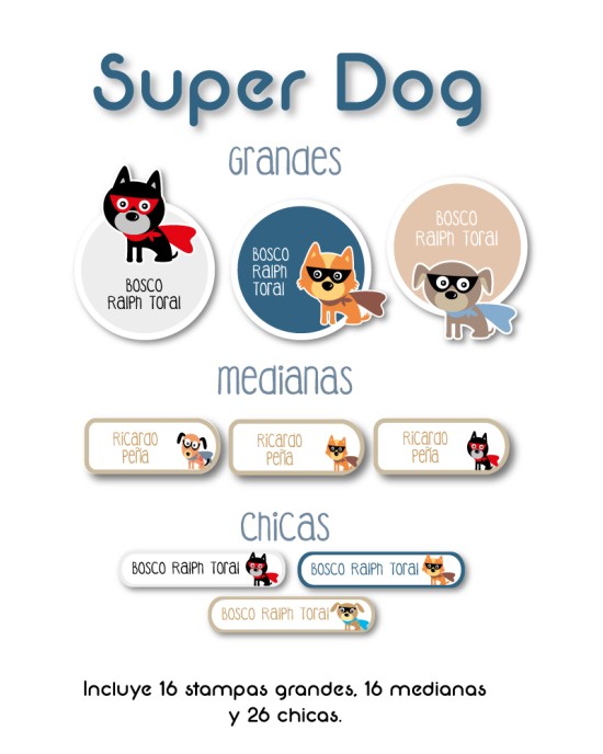 Guarderia Super Dog-Etiquetas Para Guarderia
