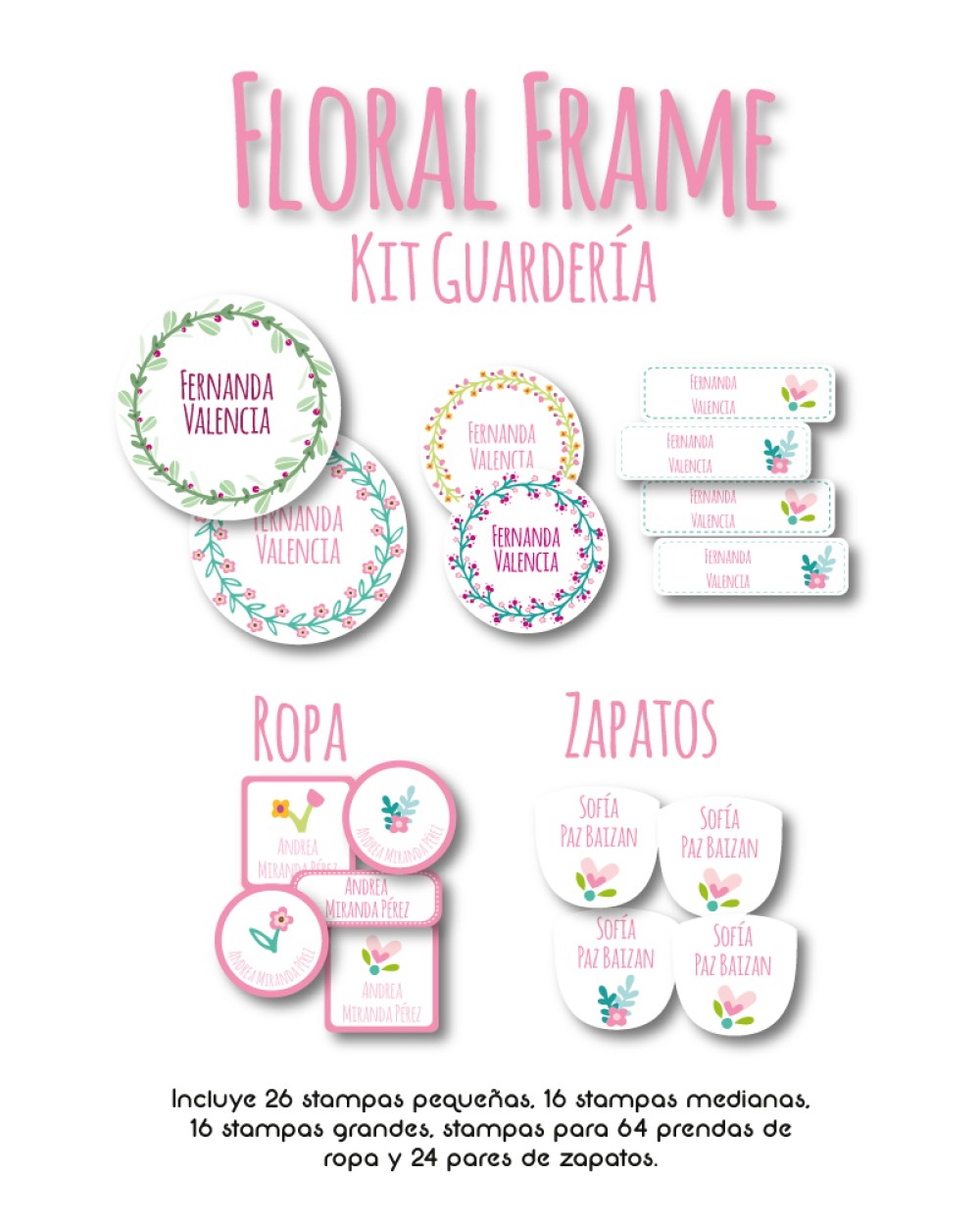 Kit Guarderia Floral Frame | Pack Guarderia Kit Guarderia Floral Frame | Pack Guarderia