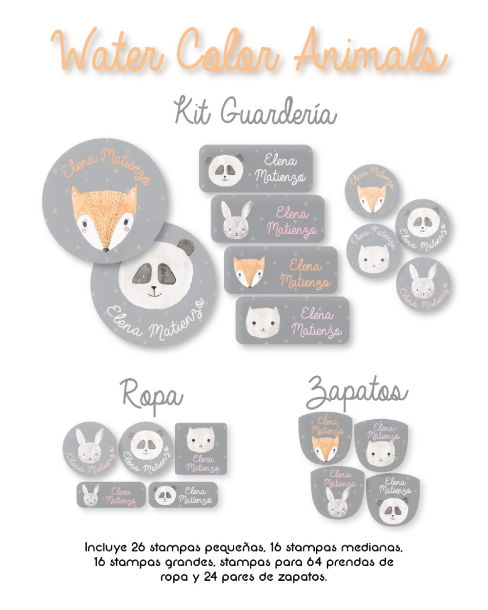 Kit Guarderia Watercolor Animals | Pack Guarderia Kit Guarderia Watercolor Animals | Pack Guarderia