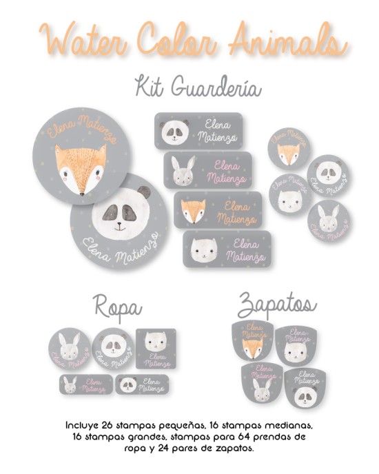 Kit Guarderia Watercolor Animals | Pack Guarderia