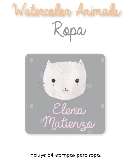 Ropa Watercolor Animals-Etiquetas Para Ropa