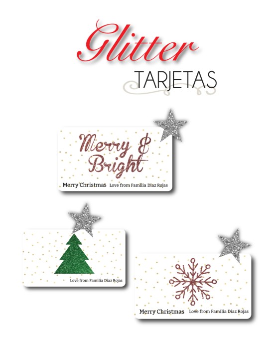 Navidad Tarjetas Glitter | Tarjetas Regalos Navidad