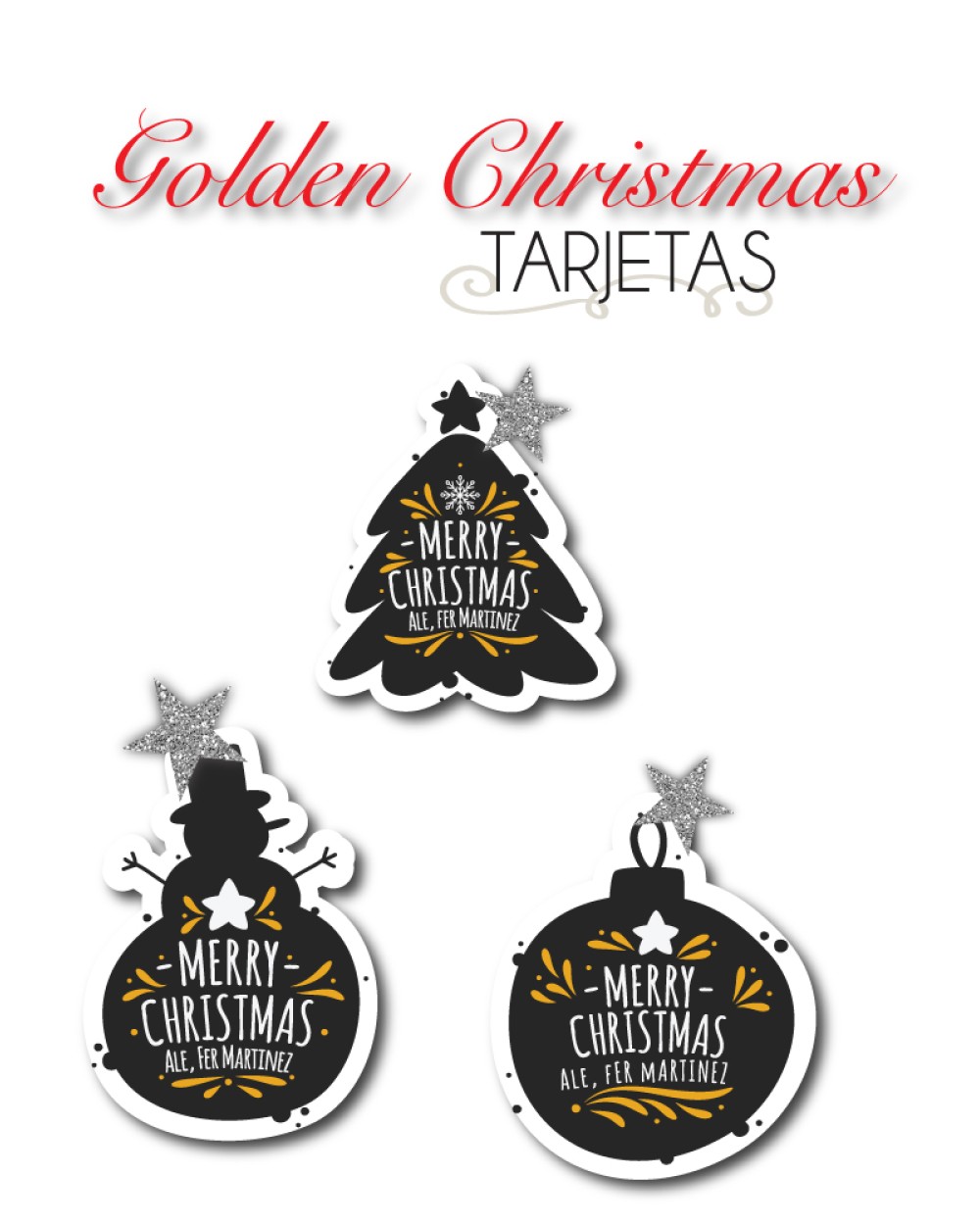 Navidad Tarjetas Golden Christmas | Tarjetas Regalos Navidad